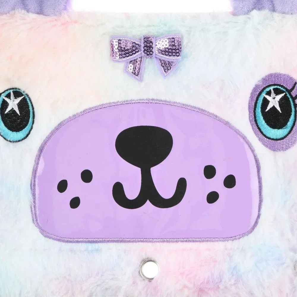 Pen+Gear Puppy Plush Soft Pencil Pouch For 3 Ring Binder Multicolor NEW